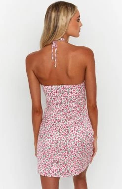 BB Exclusive Sofia Pink Floral Halter Mini Dress 14 BB Exclusive Sofia Pink Floral Halter Mini Dress