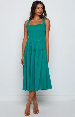 Beginning Boutique Dresses Somalie Green Halter Midi Dress