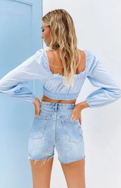 BB Exclusive Sophia Crop Top Blue Tops