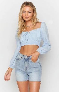 BB Exclusive Sophia Crop Top Blue Tops