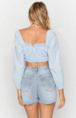 BB Exclusive Sophia Crop Top Blue Tops