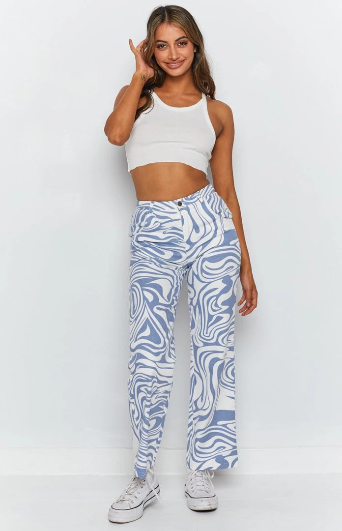 Beginning Boutique Bottoms Spritz Printed Pants Blue 5 Beginning Boutique Bottoms Spritz Printed Pants Blue