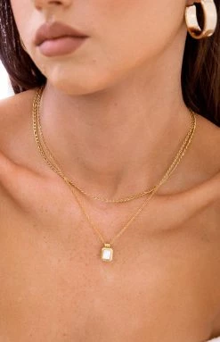 Eclat Stainless Steel Stone Pendant Necklace