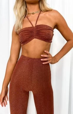BB Exclusive Tops Stassie Rust Halter Top