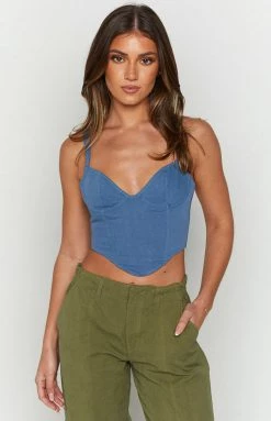 BB Exclusive Stella Blue Denim Corset Top New