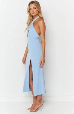 Beginning Boutique Dresses Stephanie Blue Halter Maxi Dress