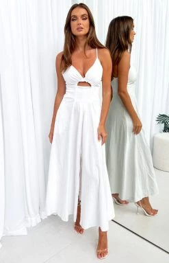 Beginning Boutique Storm White Midi Dress