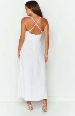Beginning Boutique Storm White Midi Dress