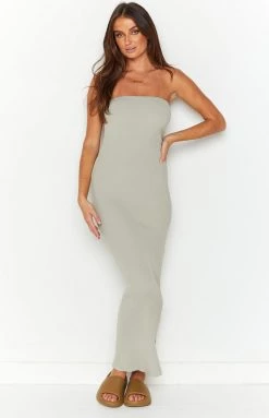 BB Exclusive Stranger Sage Strapless Knit Maxi Dress Dresses