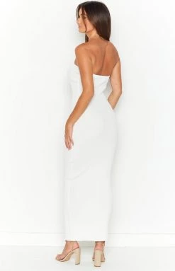 BB Exclusive Stranger White Strapless Knit Maxi Dress Dresses