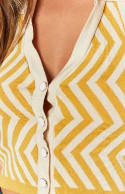 Beginning Boutique Tops Suit Up Striped Crop Top Yellow