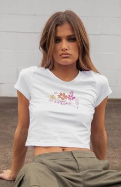 BB Exclusive Summer Bloom White Graphic Tee Tops