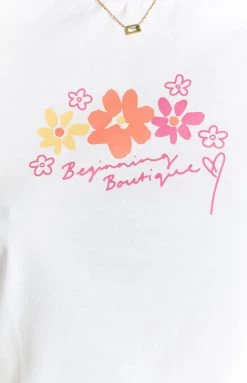BB Exclusive Summer Bloom White Graphic Tee Tops