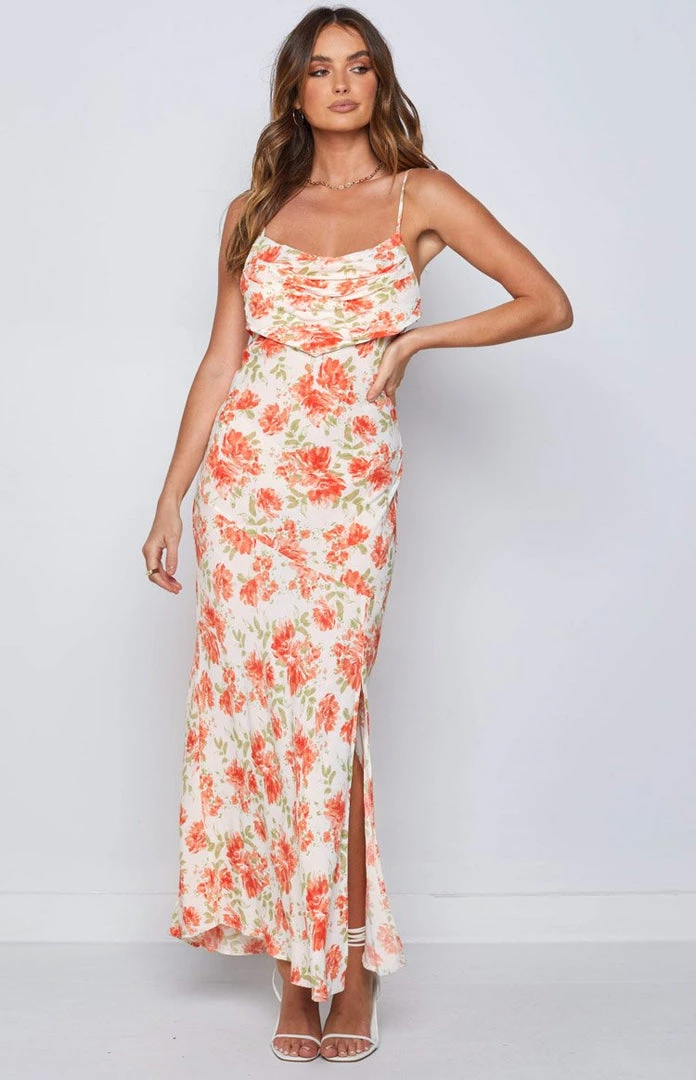 Beginning Boutique Summer Bouquet Orange Midi Dress 6 Beginning Boutique Summer Bouquet Orange Midi Dress