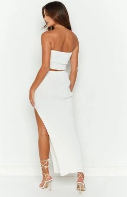 BB Exclusive Bottoms Summertime White Knit Maxi Skirt