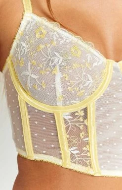 BB Exclusive Tops Sundown Yellow Mesh Corset Top