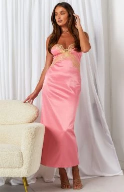 BB Exclusive Sunni Pink Slip Maxi Dress