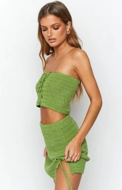 BB Exclusive Sunny Green Crochet Mini Skirt