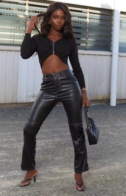 Beginning Boutique Tops Sunny Zip Long Sleeve Top Black