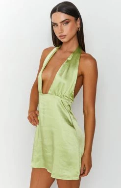 BB Exclusive Suns Out Green Satin Mini Dress Dresses 9 BB Exclusive Suns Out Green Satin Mini Dress Dresses