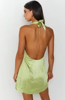 BB Exclusive Suns Out Green Satin Mini Dress Dresses 10 BB Exclusive Suns Out Green Satin Mini Dress Dresses