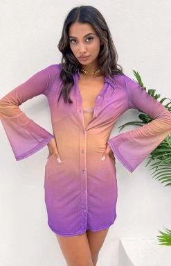 BB Exclusive Sunset Purple Mesh Dress Dresses