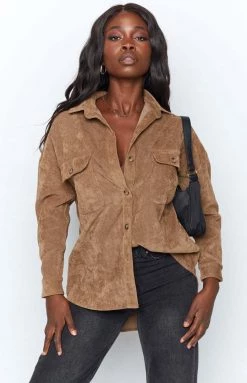 Beginning Boutique Outerwear Surface Level Suede Jacket Brown
