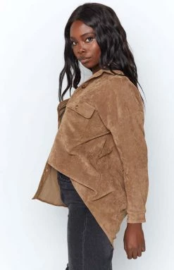 Beginning Boutique Outerwear Surface Level Suede Jacket Brown