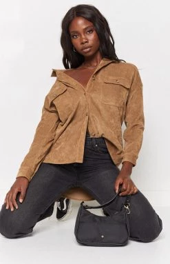 Beginning Boutique Outerwear Surface Level Suede Jacket Brown