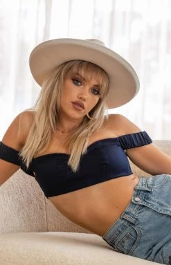 BB Exclusive Tops Susie Off The Shoulder Crop Top Midnight