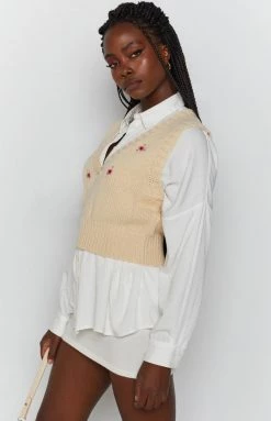Emma Rose X Beginning Boutique The Susie Vest Cream Tops