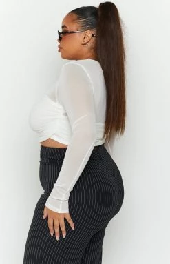 BB Exclusive Suzie White Long Sleeve Top Tops