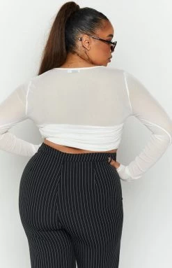 BB Exclusive Suzie White Long Sleeve Top Tops