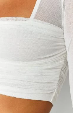 BB Exclusive Suzie White Long Sleeve Top Tops