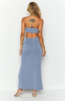 BB Exclusive Sylvie Blue Strapless Maxi Dress Dresses