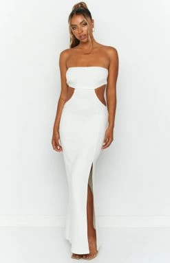 BB Exclusive Sylvie White Strapless Maxi Dress