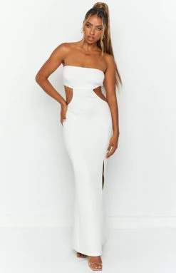 BB Exclusive Sylvie White Strapless Maxi Dress