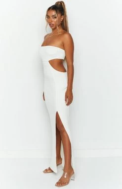 BB Exclusive Sylvie White Strapless Maxi Dress