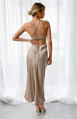 Beginning Boutique Dresses Taleah Cut Out Maxi Dress Mocha