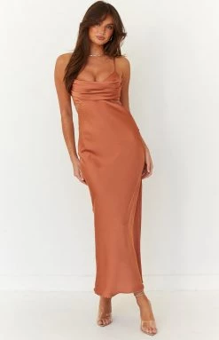 Beginning Boutique Taleah Rust Cut Out Maxi Dress