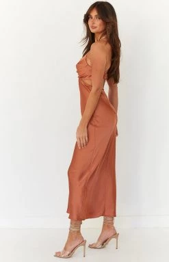 Beginning Boutique Taleah Rust Cut Out Maxi Dress