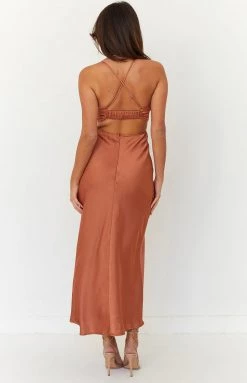Beginning Boutique Taleah Rust Cut Out Maxi Dress
