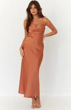 Beginning Boutique Taleah Rust Cut Out Maxi Dress