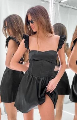 BB Exclusive Tallulah Black Corset Mini Dress New