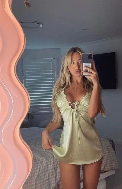 BB Exclusive Satin Etienne Night Dress Green