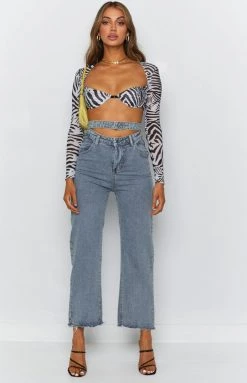 Beginning Boutique Tango Double Waistband Jeans Blue Bottoms