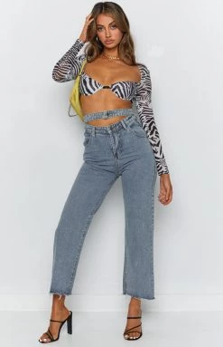 Beginning Boutique Tango Double Waistband Jeans Blue Bottoms