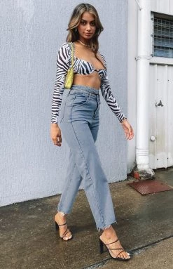 Beginning Boutique Tango Double Waistband Jeans Blue Bottoms