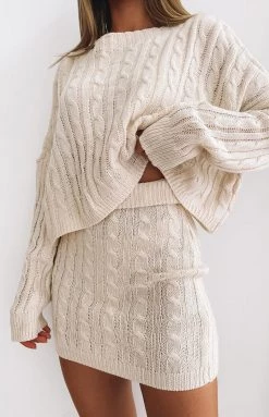 Beginning Boutique Tanned Honey Cable Knit Skirt Beige 17 Beginning Boutique Tanned Honey Cable Knit Skirt Beige