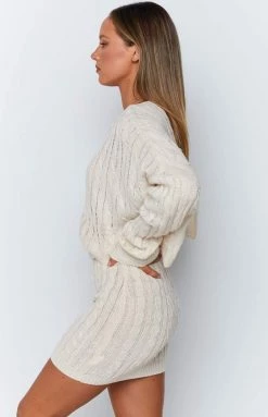 Beginning Boutique Tanned Honey Cable Knit Skirt Beige 14 Beginning Boutique Tanned Honey Cable Knit Skirt Beige